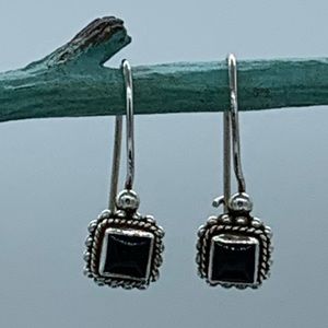 🌟925 SILVER & ONYX DROP EARRINGS